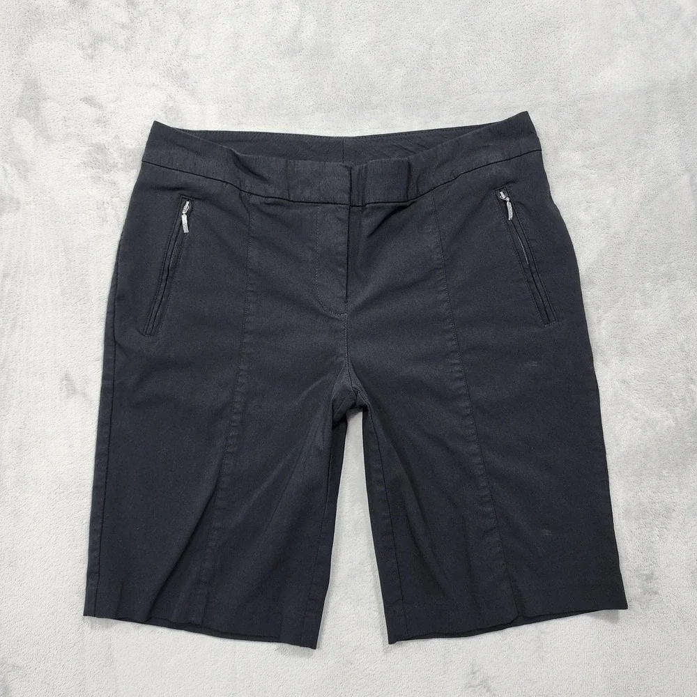 IZOD Golf Shorts Womens 8 Black Mid Rise Front Seam Bermuda Stretch Casual Sport